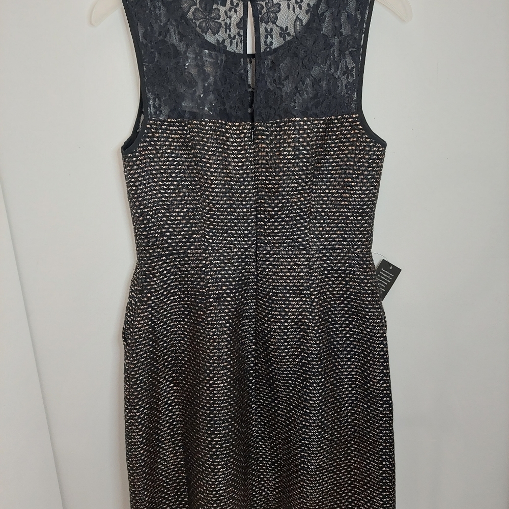 The Limited Women's Size 2 Black Dress Gold Copper Metallic Lace Sleeveless - Picture 6 of 11